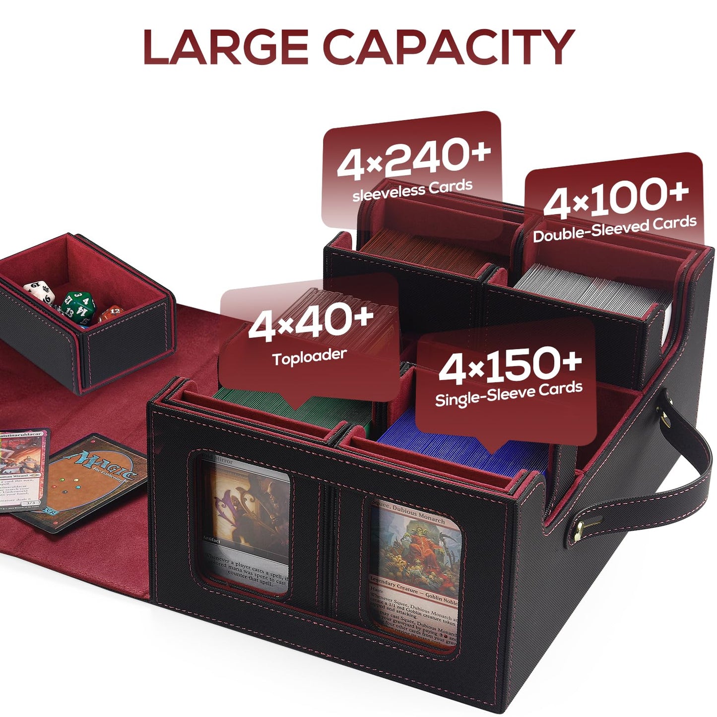 STTRBOX Trading Card Storage Box for MTG Commander Decks – 4 Toploaders & Dividers