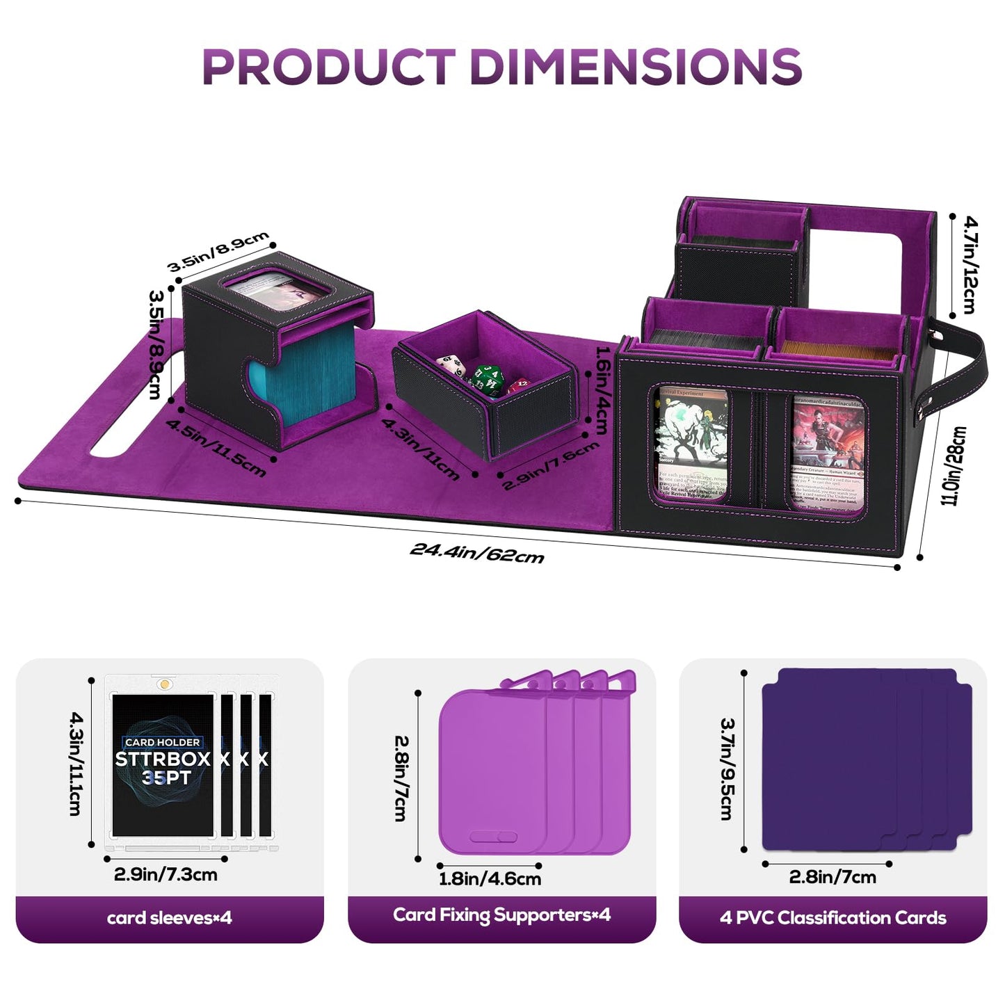 STTRBOX MTG Commander Deck Box – 4 Toploaders, Dividers & Window View