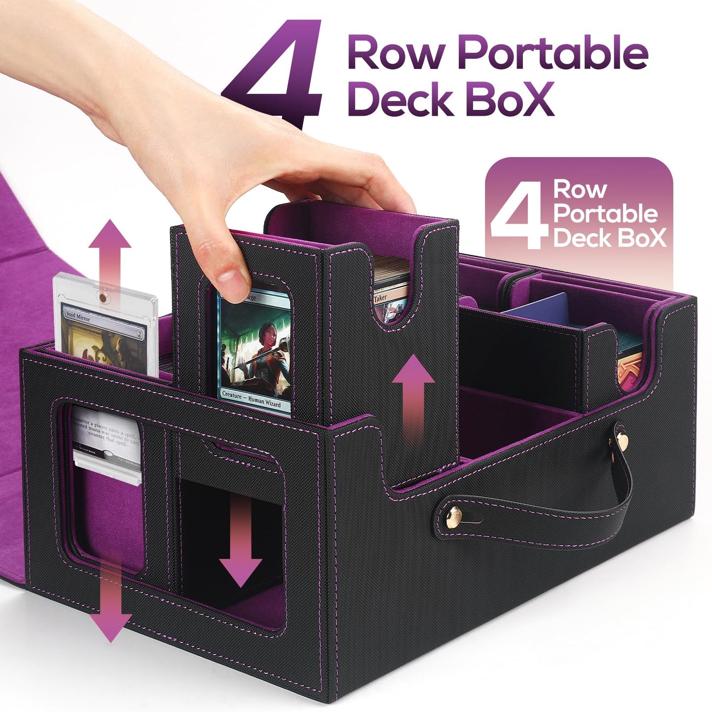 STTRBOX MTG Commander Deck Box – 4 Toploaders, Dividers & Window View