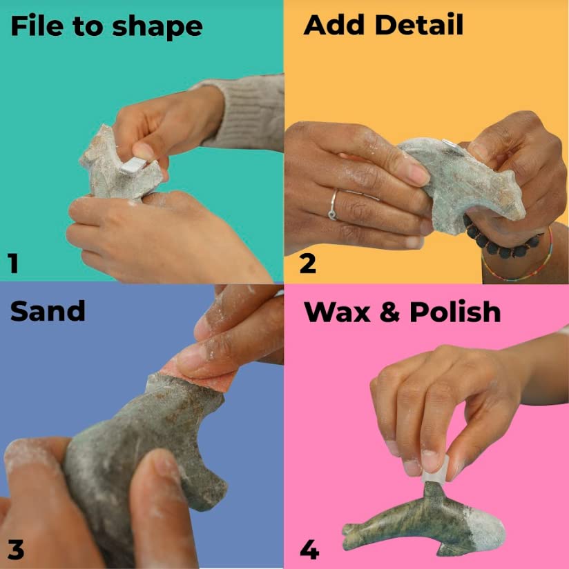 STUDIOSTONE CREATIVE DIY Soapstone Bear Carving Kit – All Supplies Included