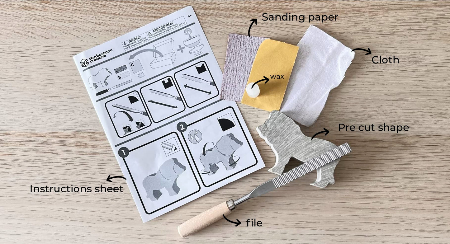 STUDIOSTONE CREATIVE DIY Soapstone Bear Carving Kit – All Supplies Included