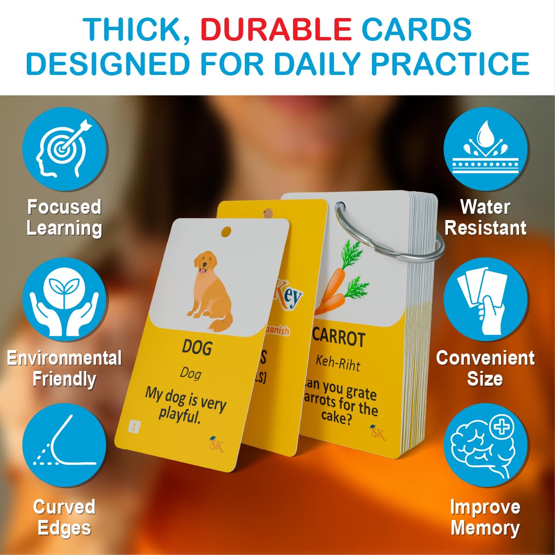 Study Key: 300 Spanish Vocabulary Flashcards — Bilingual English/Spanish for Adults & Kids