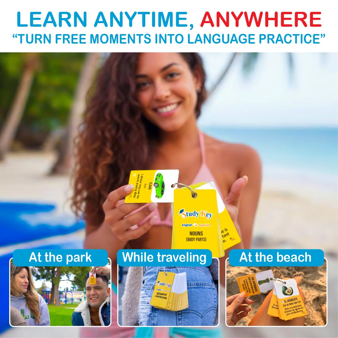 Study Key: 300 Spanish Vocabulary Flashcards — Bilingual English/Spanish for Adults & Kids