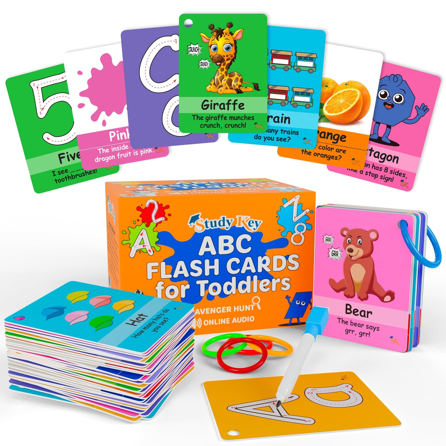 Study Key ABC Flash Cards for Toddlers 1-4 | Phonics, Alphabet & First Words
