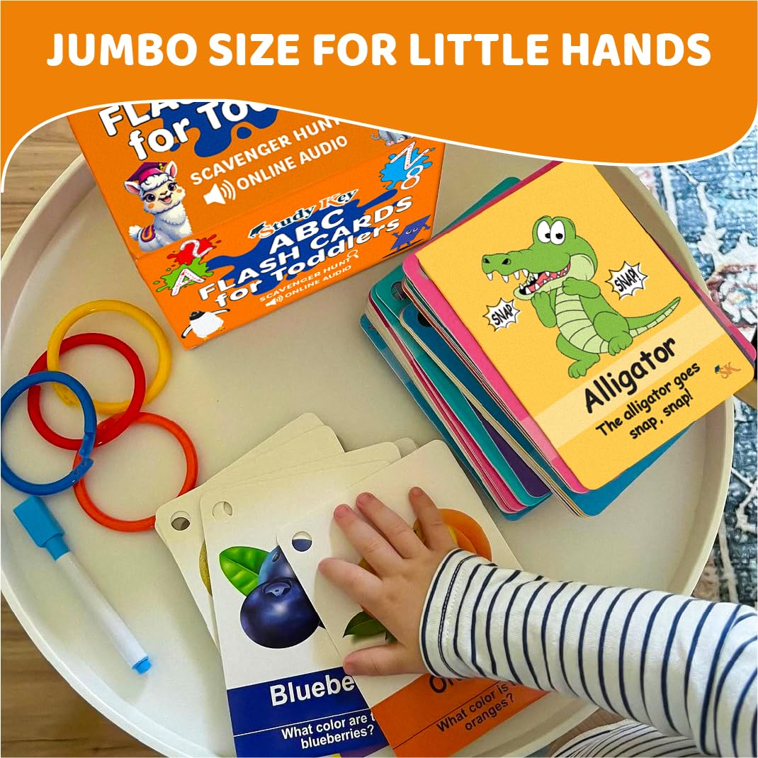 Study Key ABC Flash Cards for Toddlers 1-4 | Phonics, Alphabet & First Words
