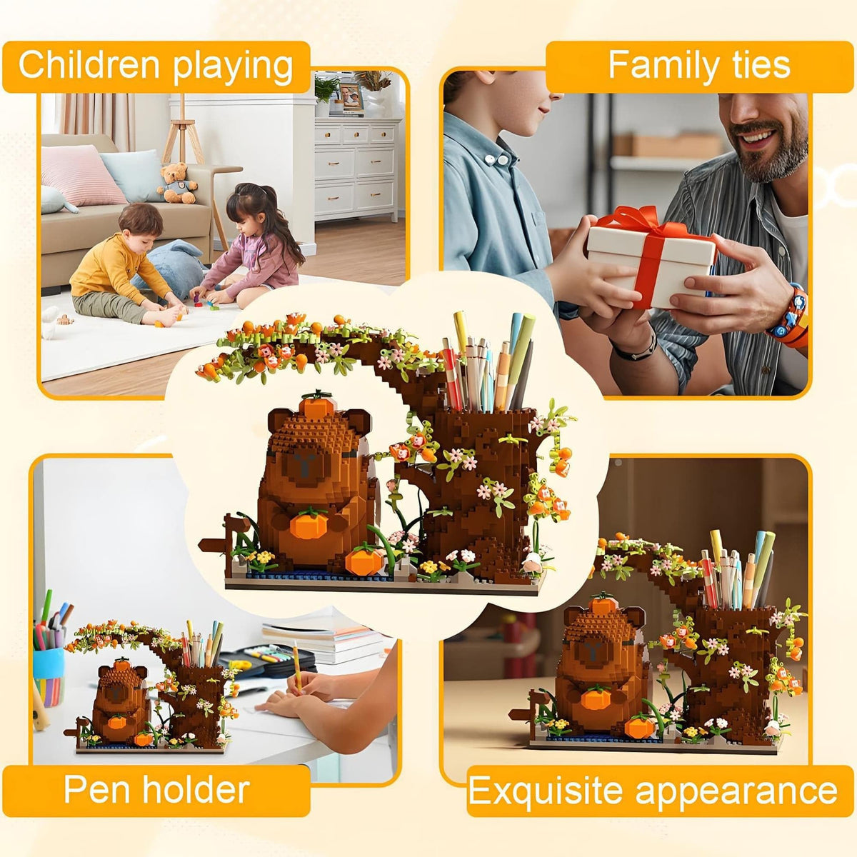 STUDYBOCKS Capybara Building Blocks Set – 1880PCS, Desk Organizer & Cute Decor
