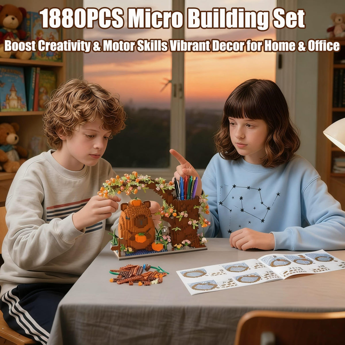 STUDYBOCKS Capybara Building Blocks Set – 1880PCS, Desk Organizer & Cute Decor