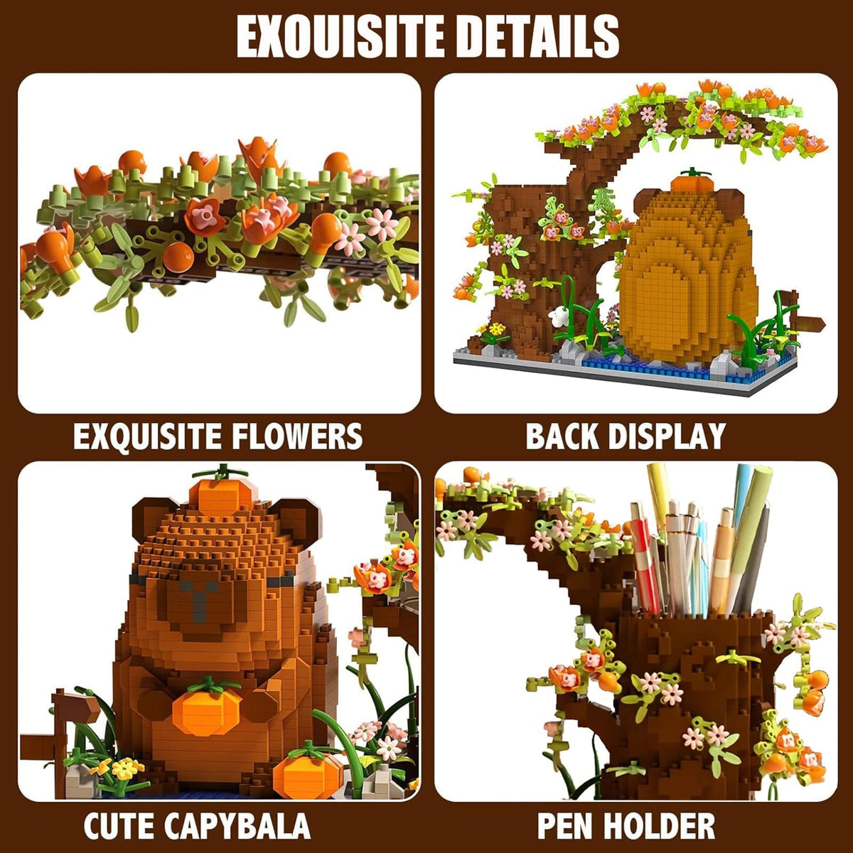 STUDYBOCKS Capybara Building Blocks Set – 1880PCS, Desk Organizer & Cute Decor