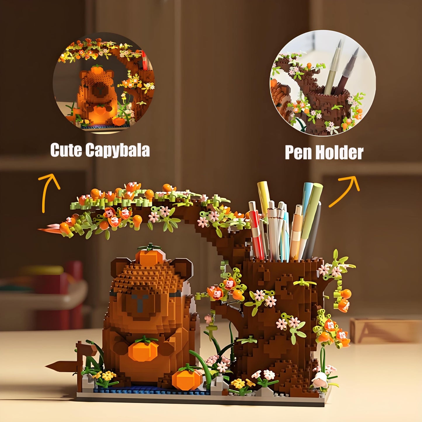 STUDYBOCKS Capybara Building Blocks Set – 1880PCS, Desk Organizer & Cute Decor