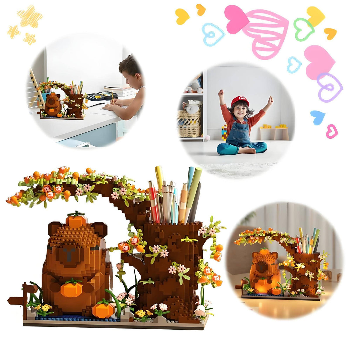 STUDYBOCKS Capybara Building Blocks Set – 1880PCS, Desk Organizer & Cute Decor