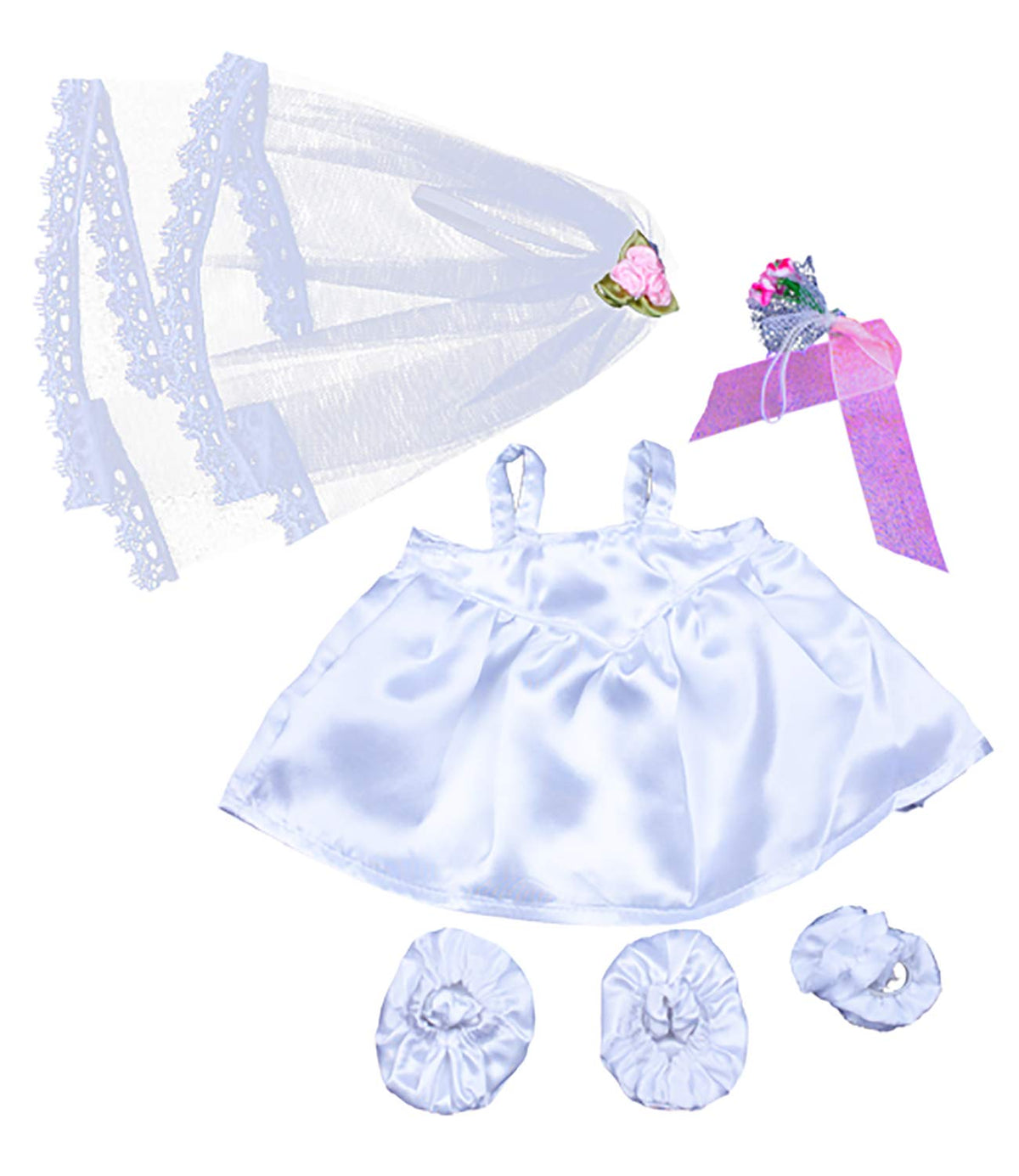 Bride with Veil and Bouquet Outfit for 14-18 Inch Stuffed Animals | Stuffems Toy Shop