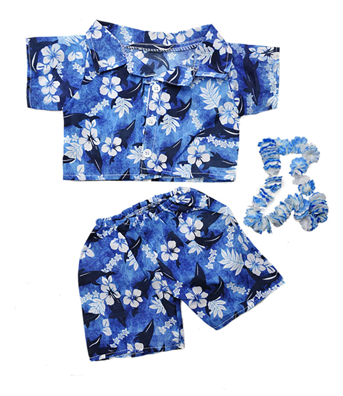 Stuffems Toy Shop – Hawaiian Boy with Flower Lei Teddy Bear Clothes for 14-18 Inches