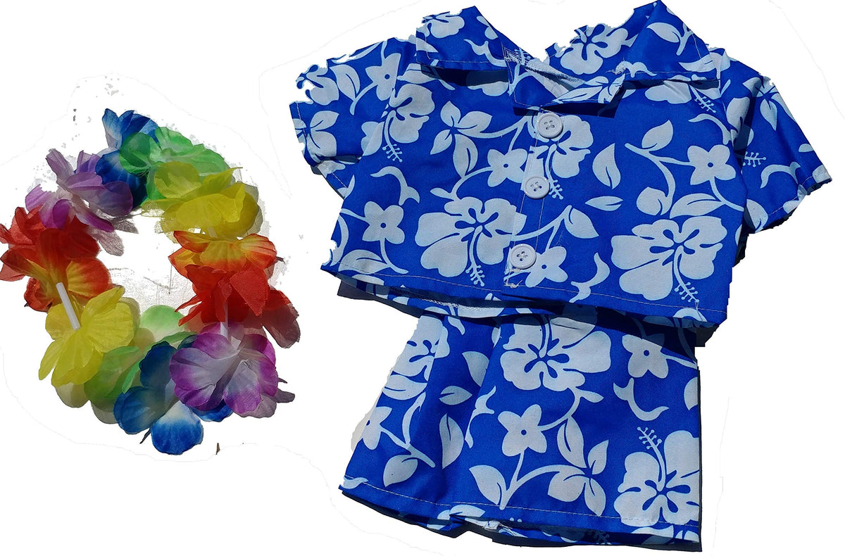 Stuffems Toy Shop – Hawaiian Boy with Flower Lei Teddy Bear Clothes for 14-18 Inches
