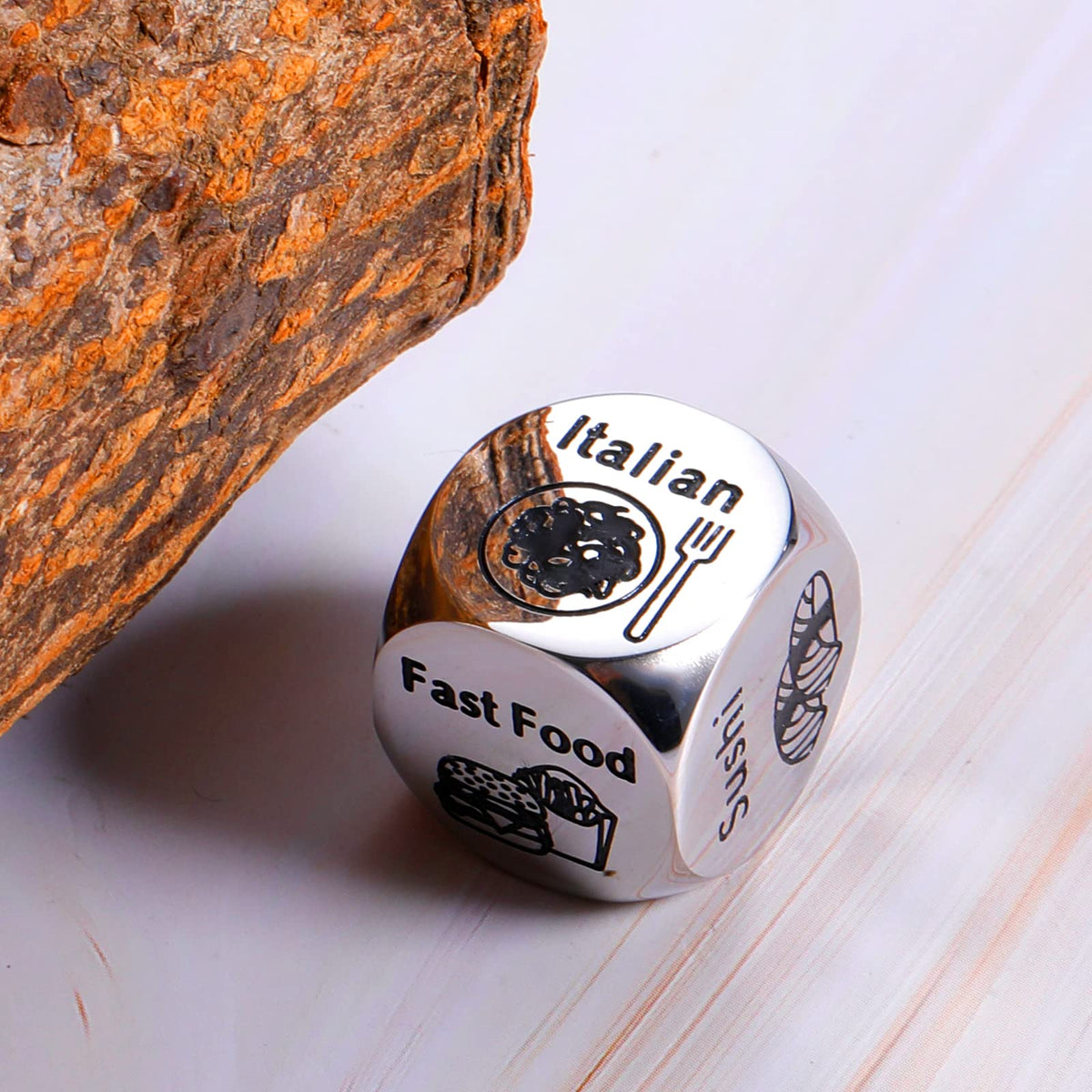 STUNFASSOO Food Choice Dice – Valentines Day Gifts for Him & Her, Date Night & 11th Anniversary Steel Gift