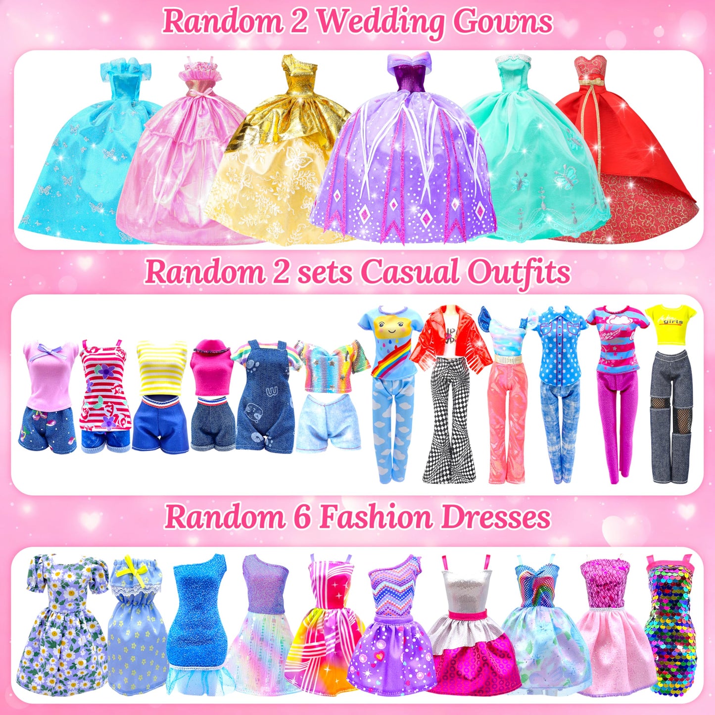 Style Shine 70 Pcs Doll Closet with Clothes & Accessories – Gowns & Dresses