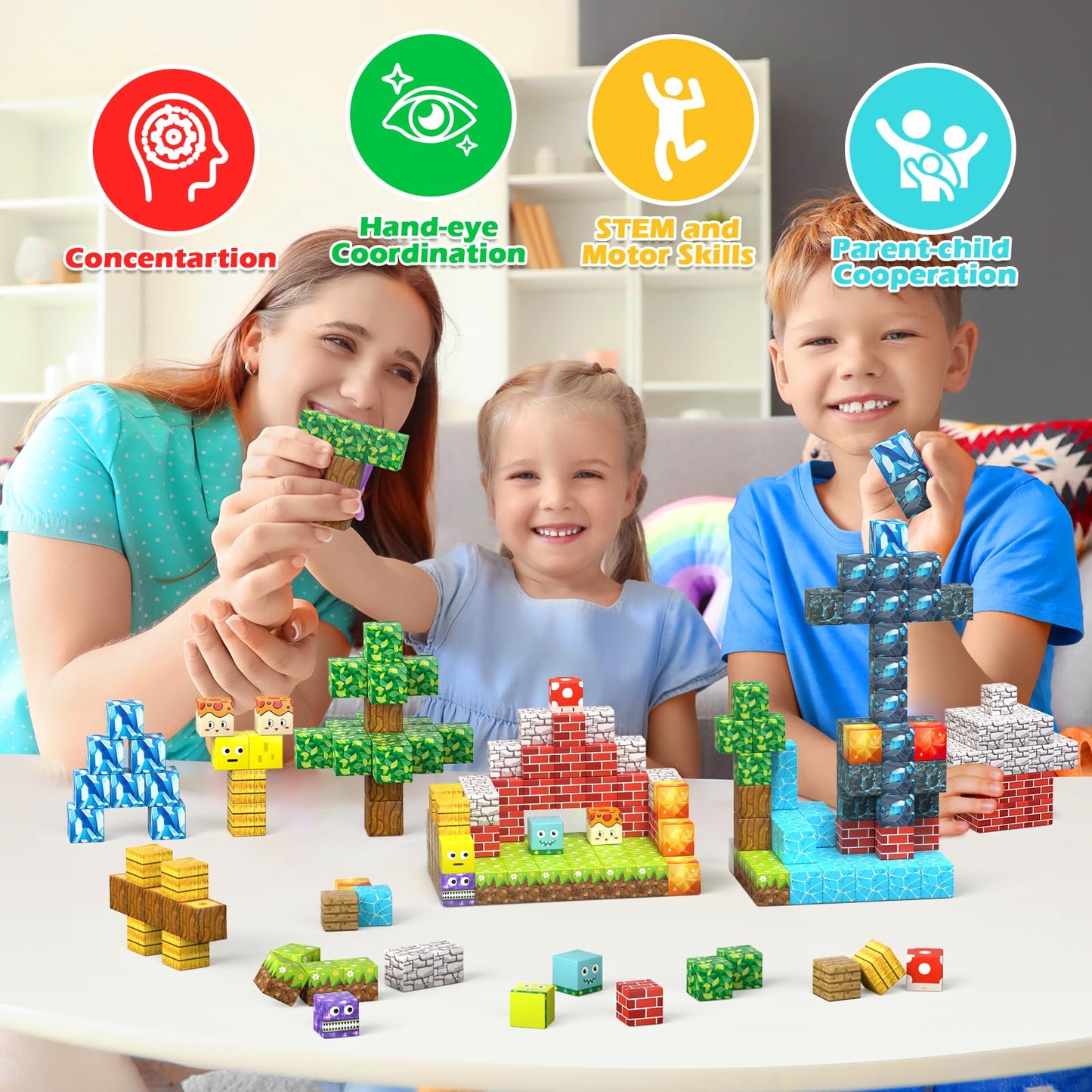 Styleeasy 200PCS Magnetic Blocks – STEM Building Set for Kids 3+ | Sensory & Creative Construction