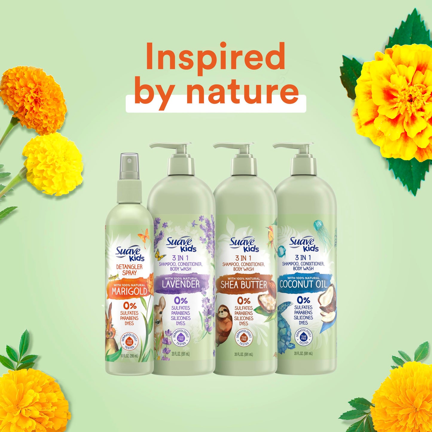 Suave Kids Shampoo & Conditioner for Curls – Sweet Almond & Honey (2-Pack) + Detangler Spray