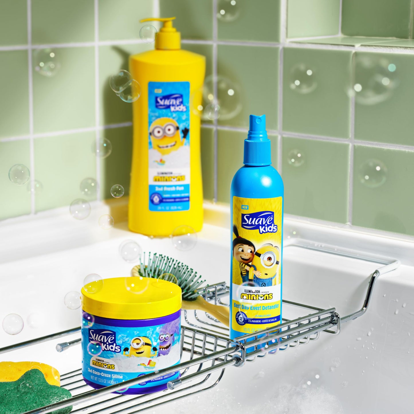 Suave Kids Detangler Spray Minions – Easy Knot Removal, Soft, Shiny Hair (10 oz, Pack of 6)