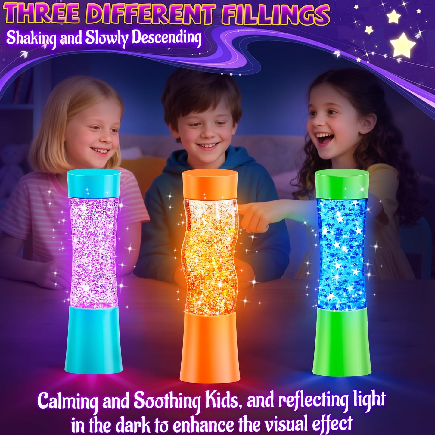 Subao 3 Pack Light Up Sensory Tubes – Anxiety Relief Fidget Toys for Kids & Adults