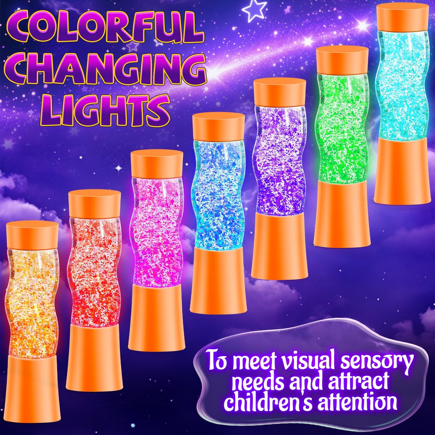 Subao 3 Pack Light Up Sensory Tubes – Anxiety Relief Fidget Toys for Kids & Adults