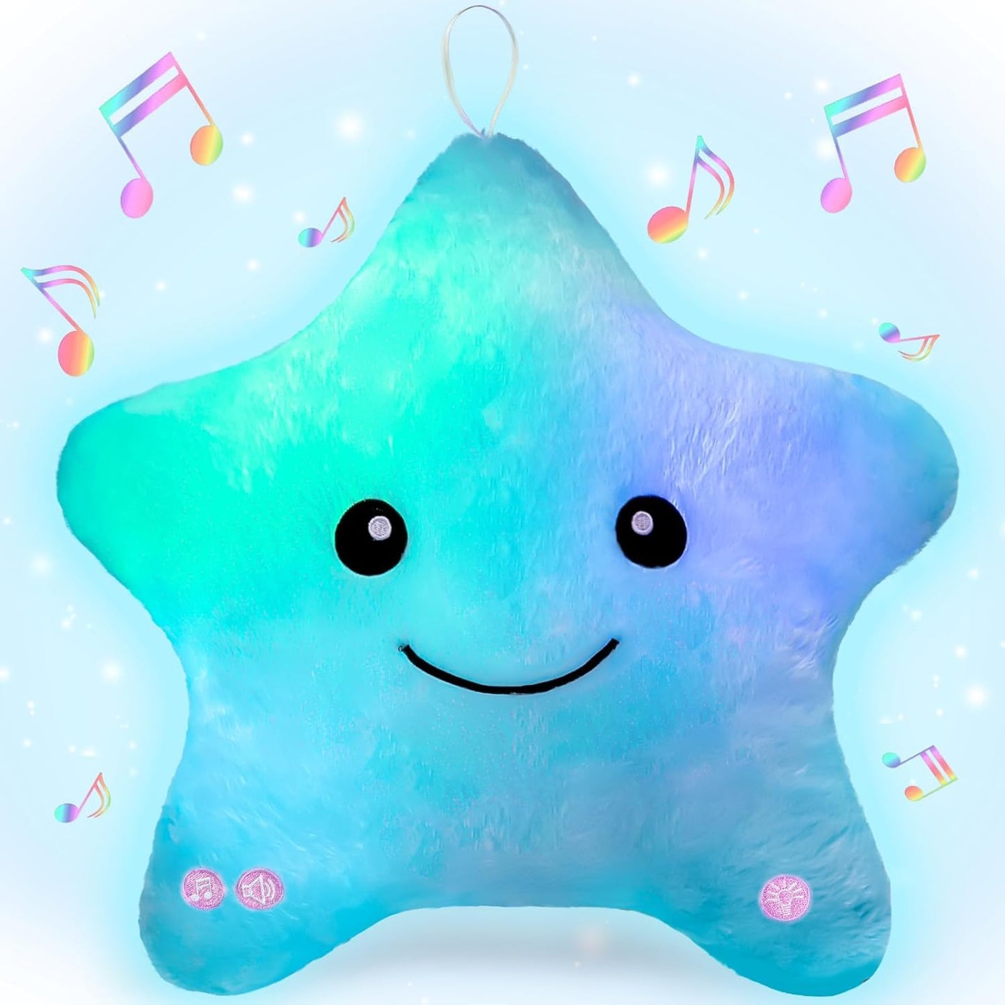 Subao 14-Inch Sensory Star Pillow with Light & Music – Calming Toy for Autism (Blue)