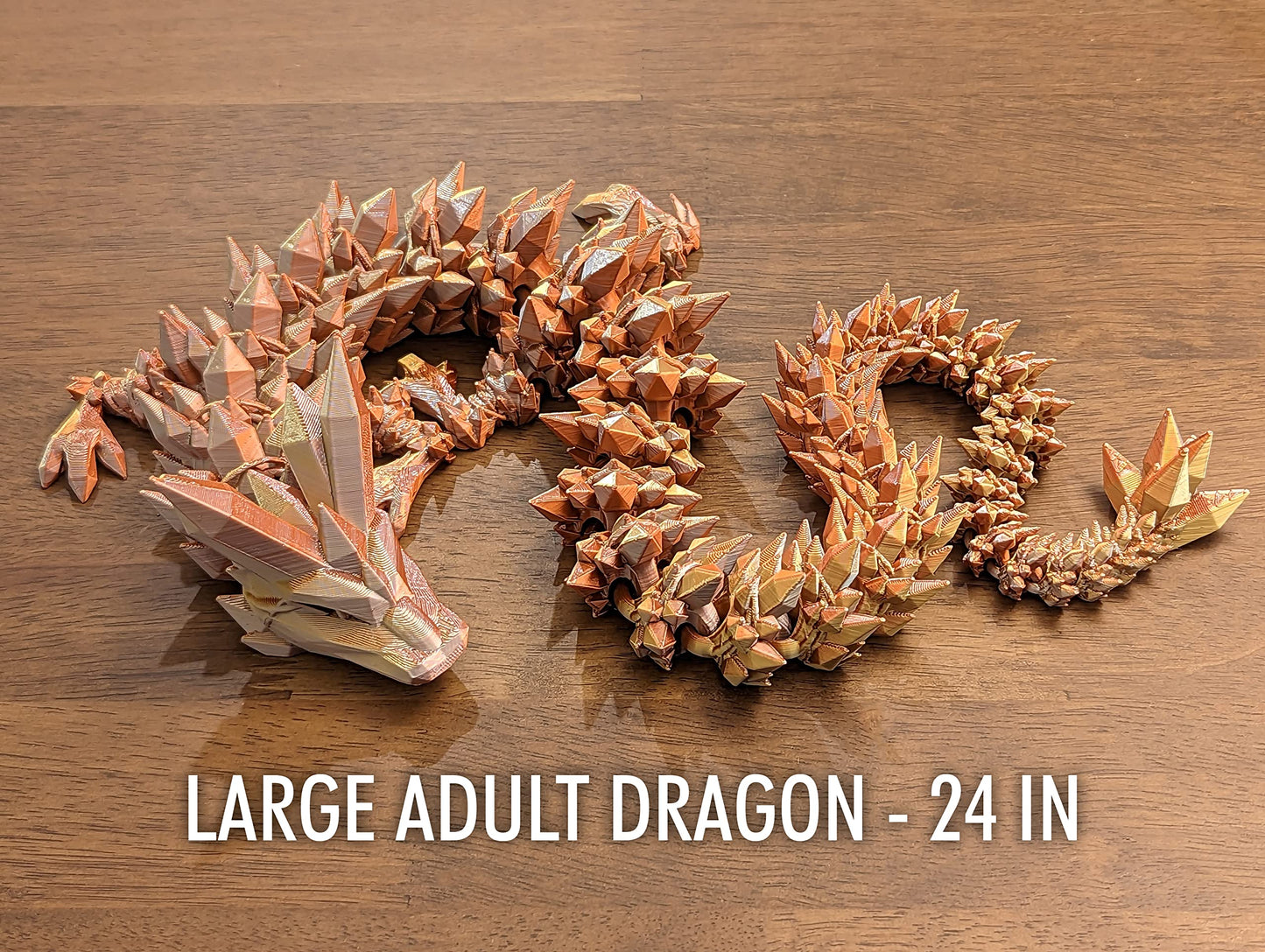 Subpoly Medium 12-inch Articulated Crystal Dragon – Dark Rainbow, Interlocked Segments