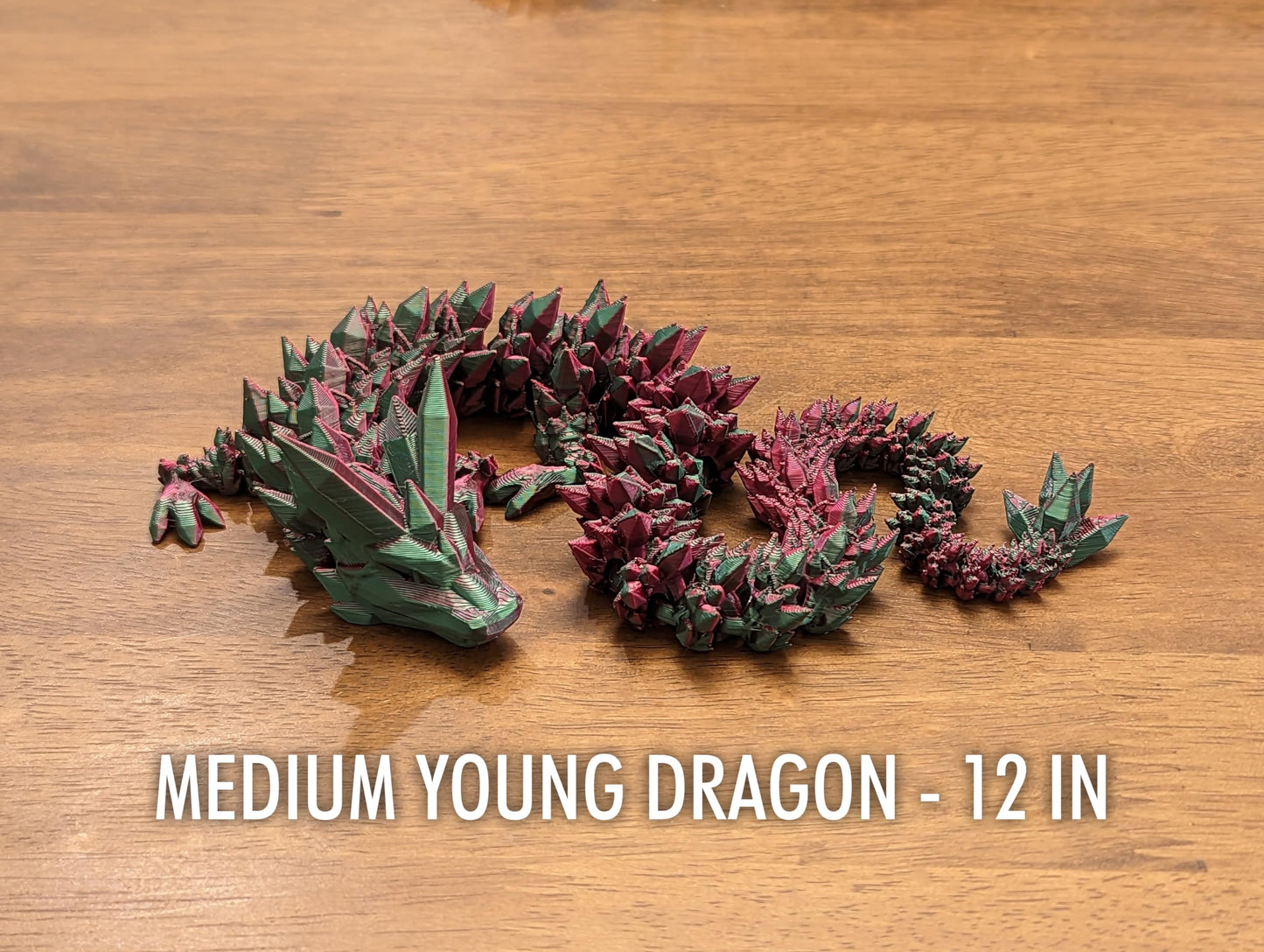 Subpoly Medium 12-inch Articulated Crystal Dragon – Dark Rainbow, Interlocked Segments