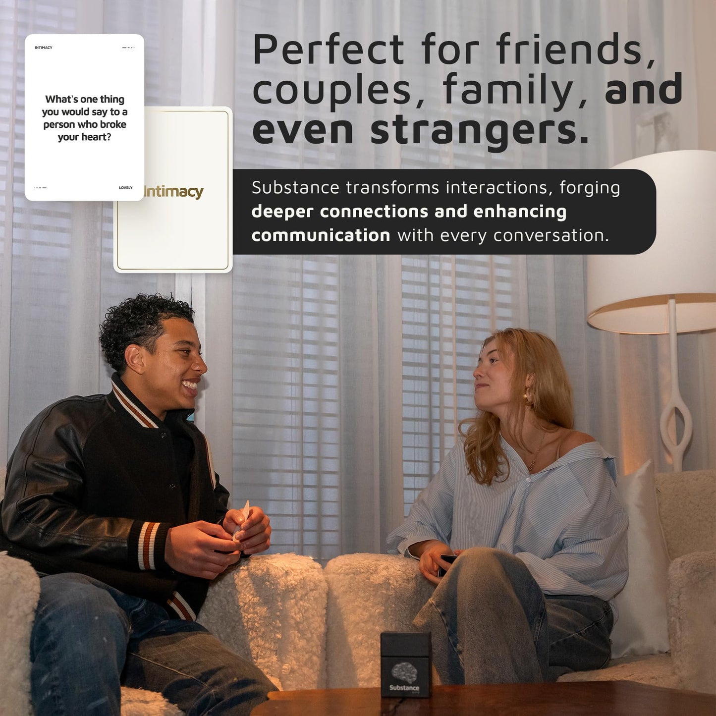 Substance Card Game – 90 Conversation Cards for Deep, Meaningful Talks | Adults, Couples, Friends | 2-6 Players