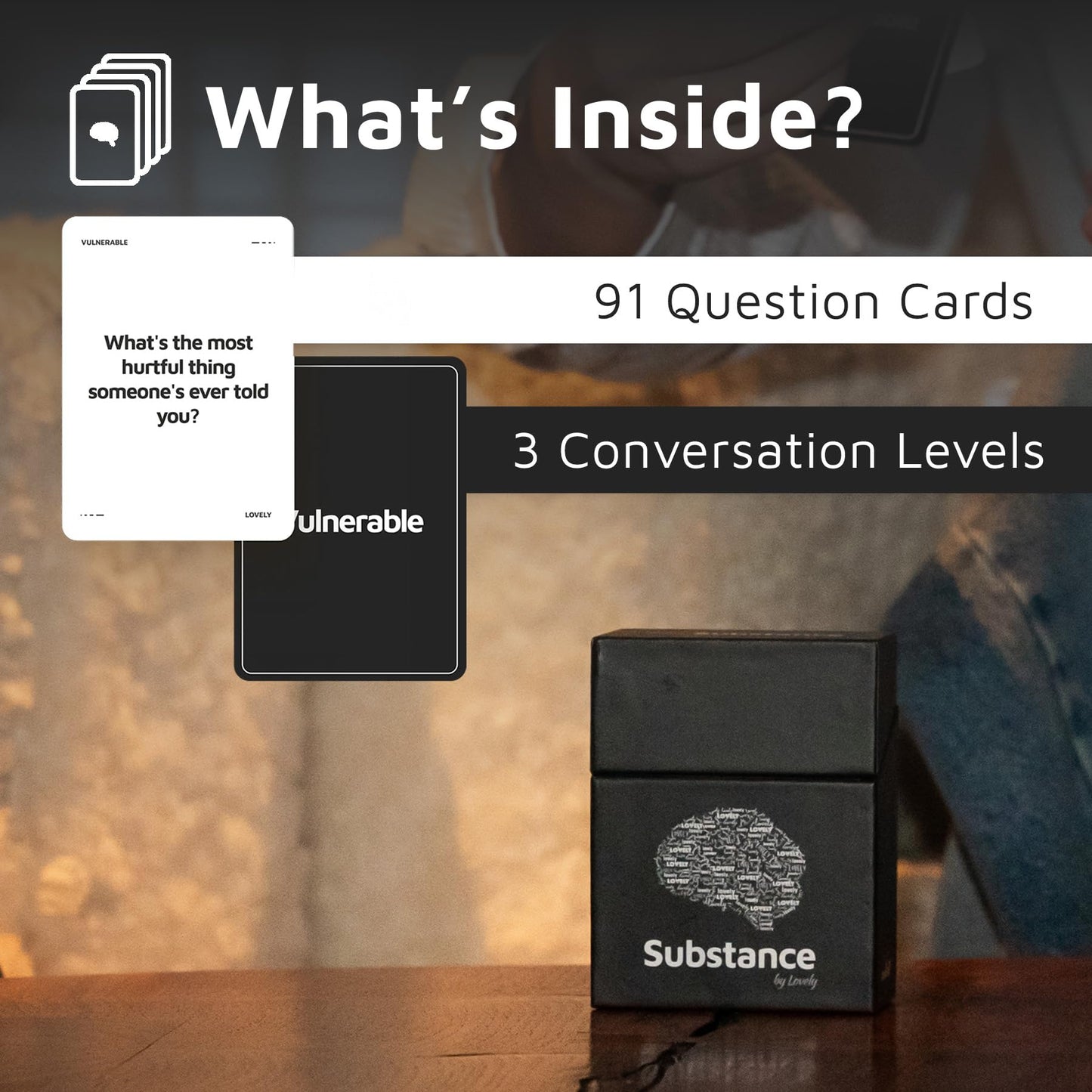 Substance Card Game – 90 Conversation Cards for Deep, Meaningful Talks | Adults, Couples, Friends | 2-6 Players