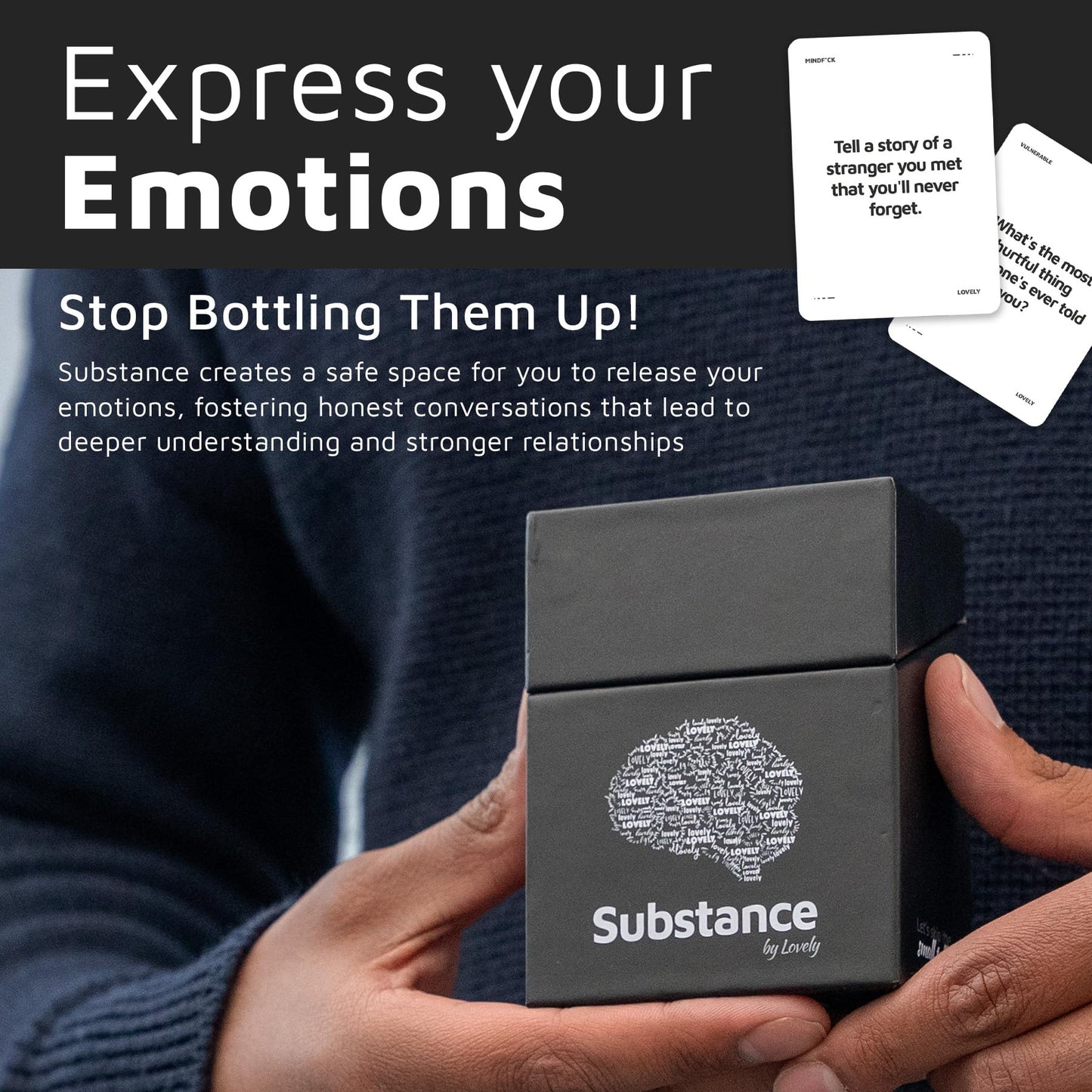Substance Card Game – 90 Conversation Cards for Deep, Meaningful Talks | Adults, Couples, Friends | 2-6 Players
