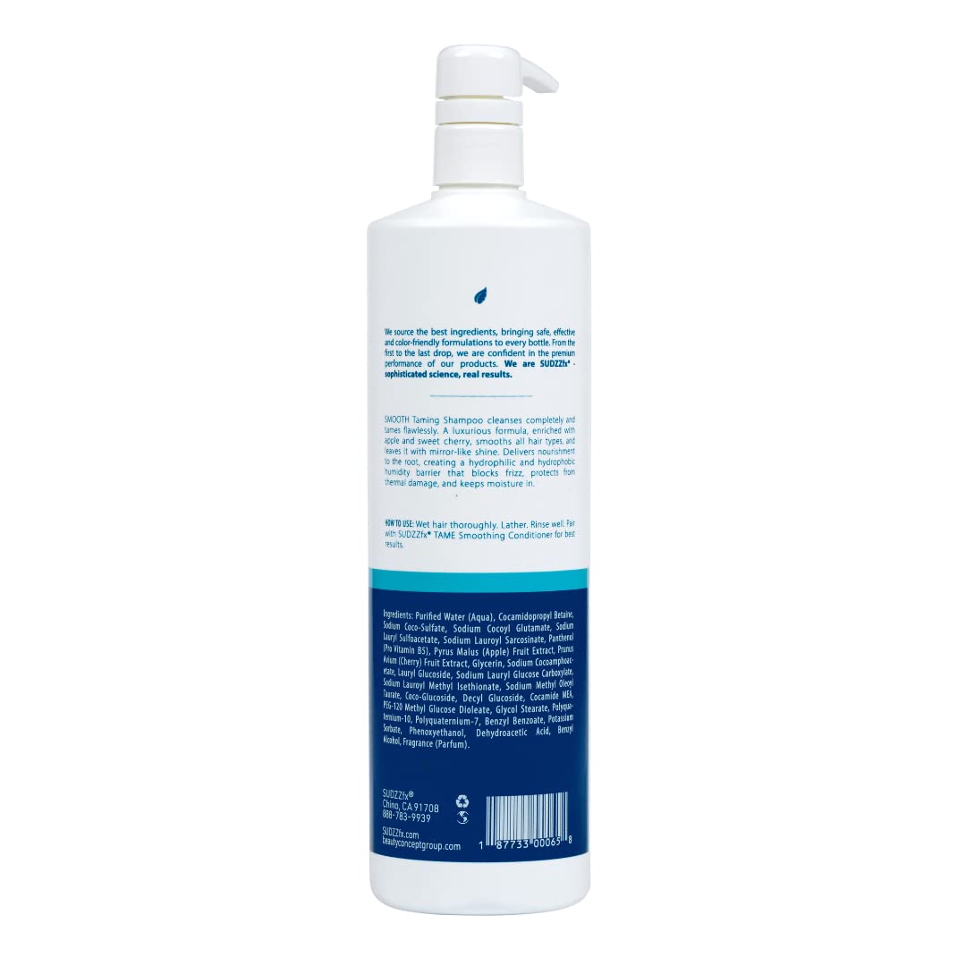 SUDZZFX Smooth Taming Shampoo – Frizz Control & Moisture for Damaged Hair | Sulfate Free, 33.8 Fl Oz