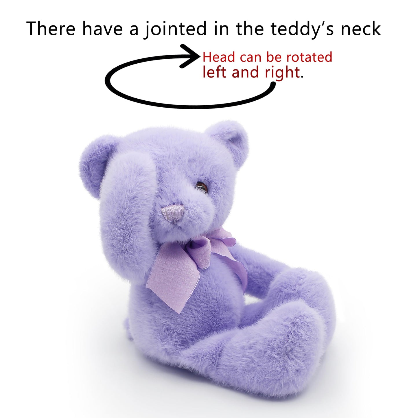 suepcuddly Small Magnet Teddy Bear – 12-inch Purple Plush with Poseable Joints