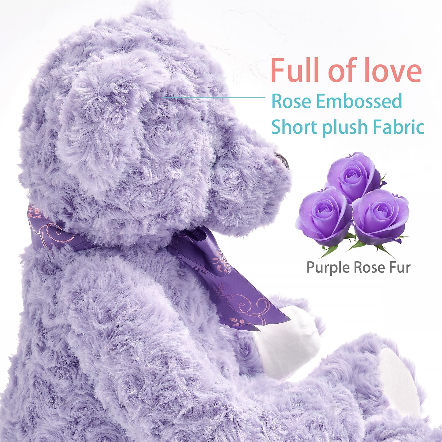 suepcuddly 20-Inch Posed Teddy Bear – Purple Plush Toy for Girls & Kids