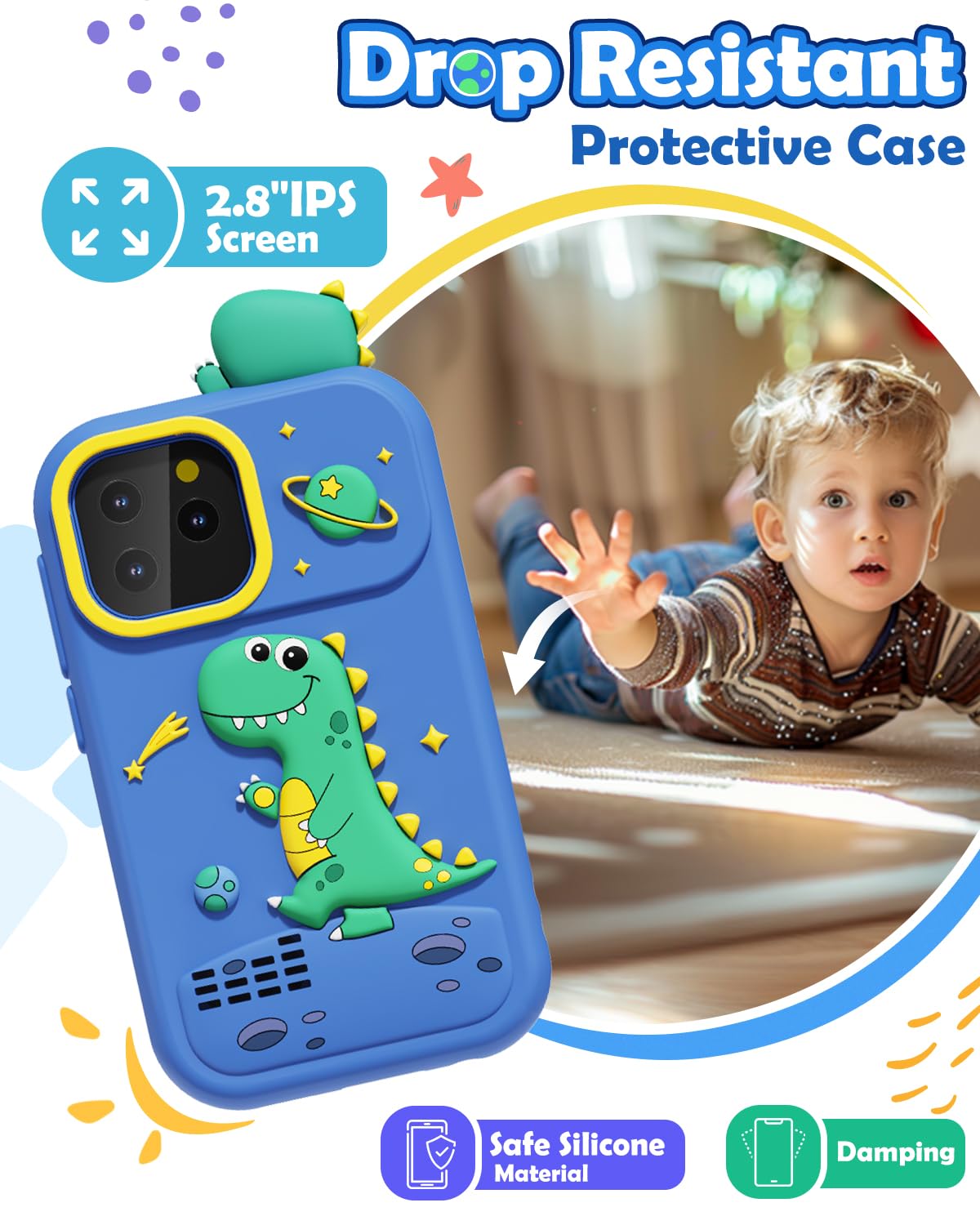 Sueseip Kids Smart Phone – Dual Camera Toy for Ages 4-10, Games, SD Card & Screen Protector