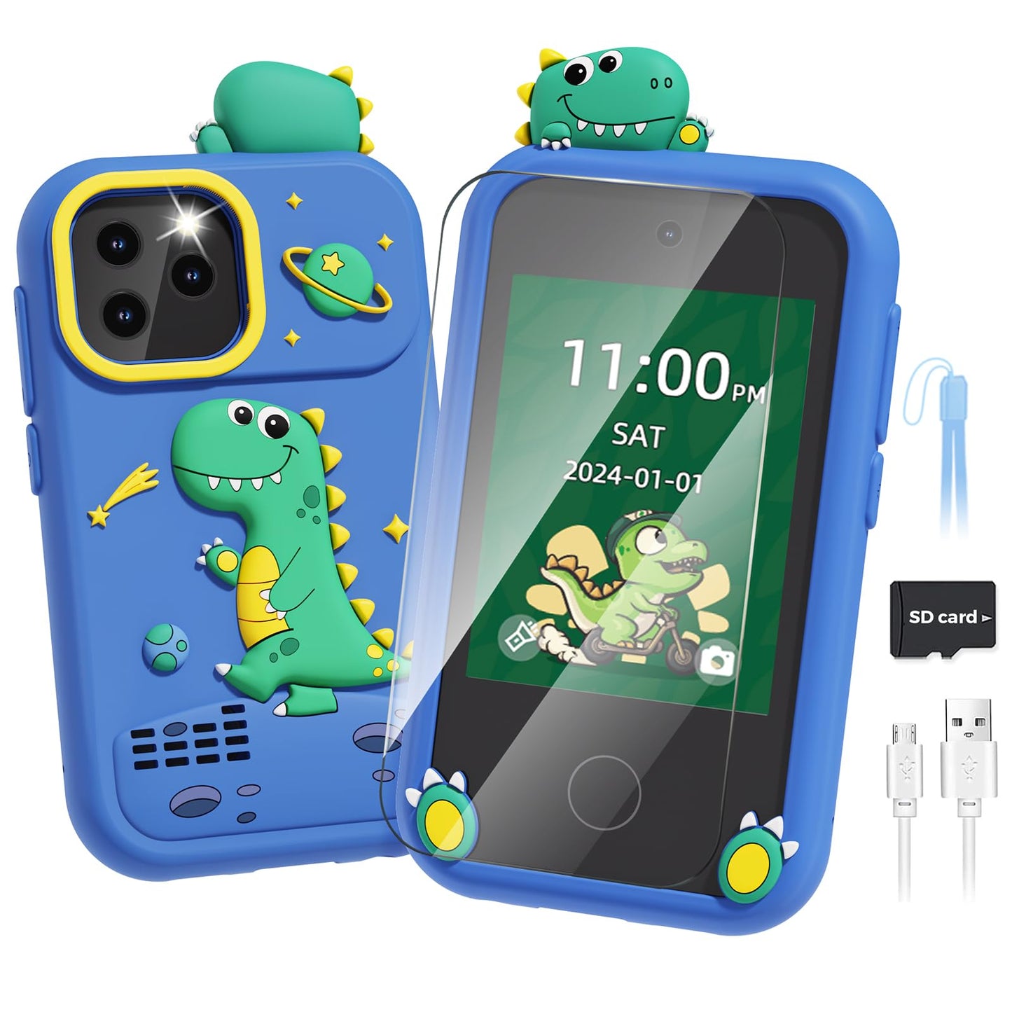 Sueseip Kids Smart Phone – Dual Camera Toy for Ages 4-10, Games, SD Card & Screen Protector