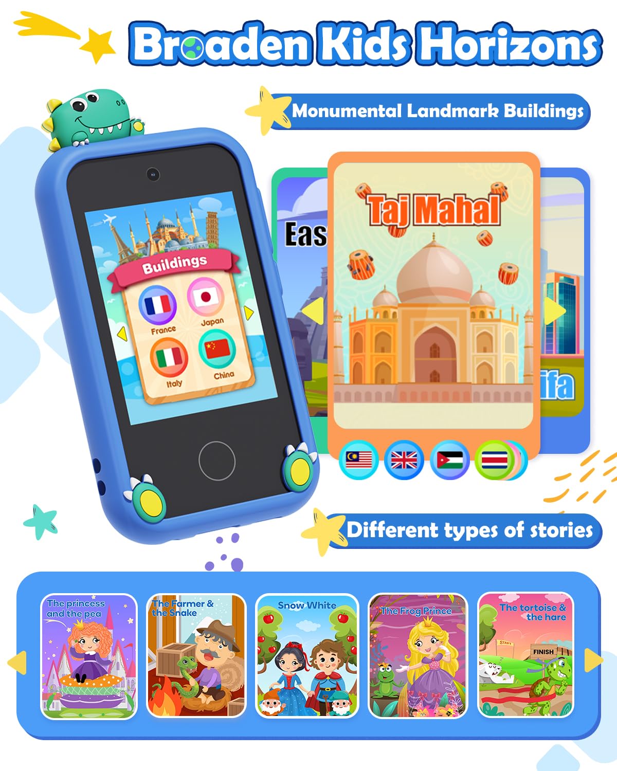Sueseip Kids Smart Phone – Dual Camera Toy for Ages 4-10, Games, SD Card & Screen Protector