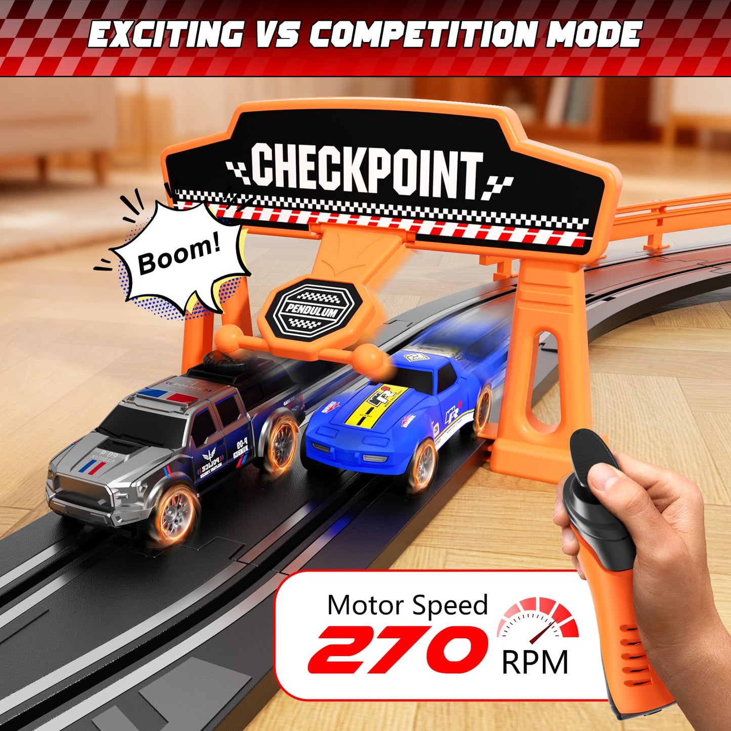 SUFICY Slot Car Race Track Set – 29ft Dual Tracks, 4 Cars (Ages 6–12)