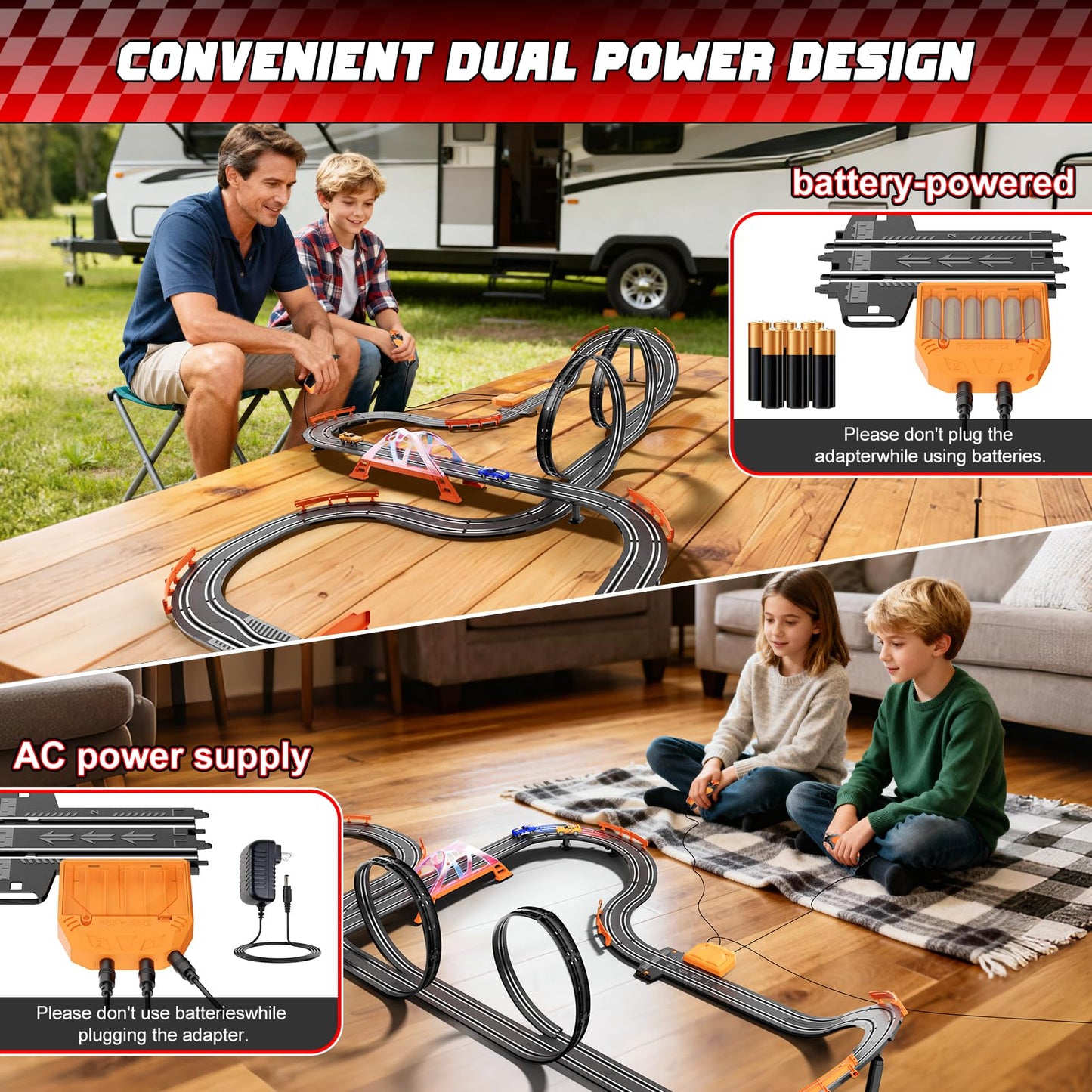 SUFICY Slot Car Race Track Set – 29ft Dual Tracks, 4 Cars (Ages 6–12)