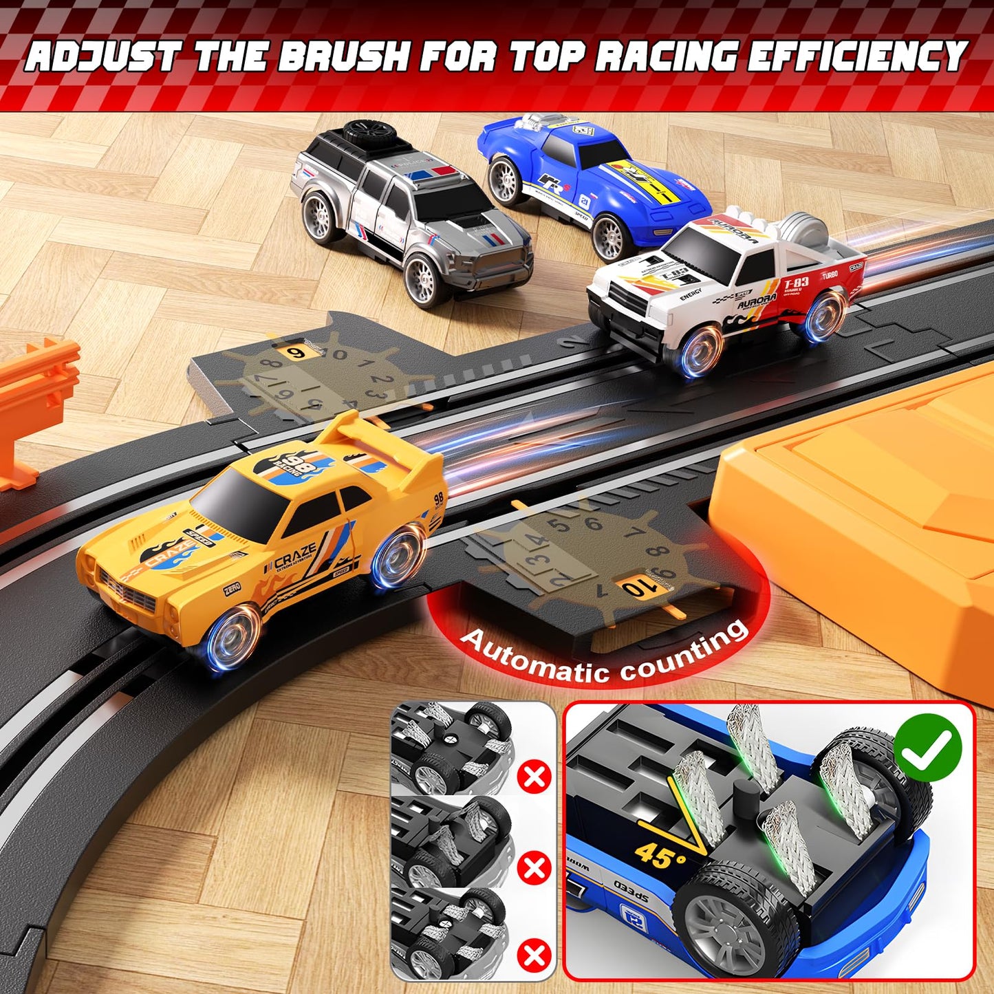 SUFICY Slot Car Race Track Set – 29ft Dual Tracks, 4 Cars (Ages 6–12)