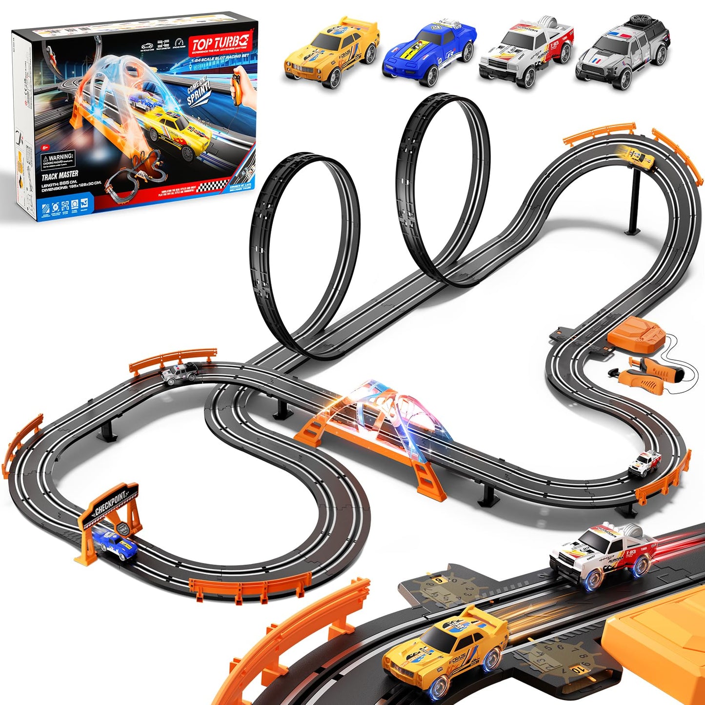 SUFICY Slot Car Race Track Set – 29ft Dual Tracks, 4 Cars (Ages 6–12)