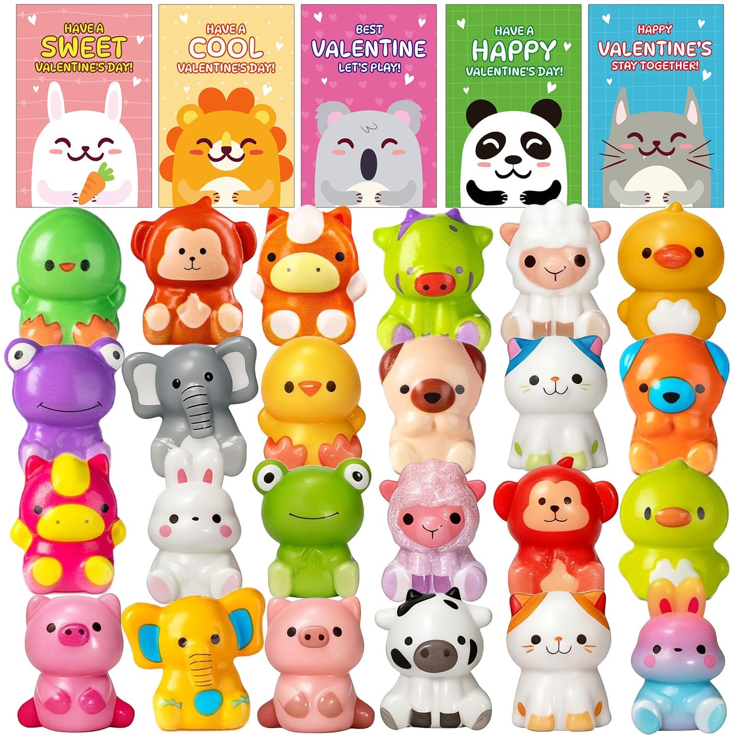 Sufuplay 24-Pack Valentines Day Gifts for Kids | Slow Rising Toys & Cards