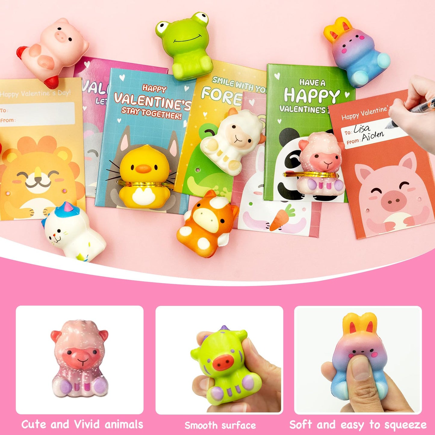 Sufuplay 24-Pack Valentines Day Gifts for Kids | Slow Rising Toys & Cards