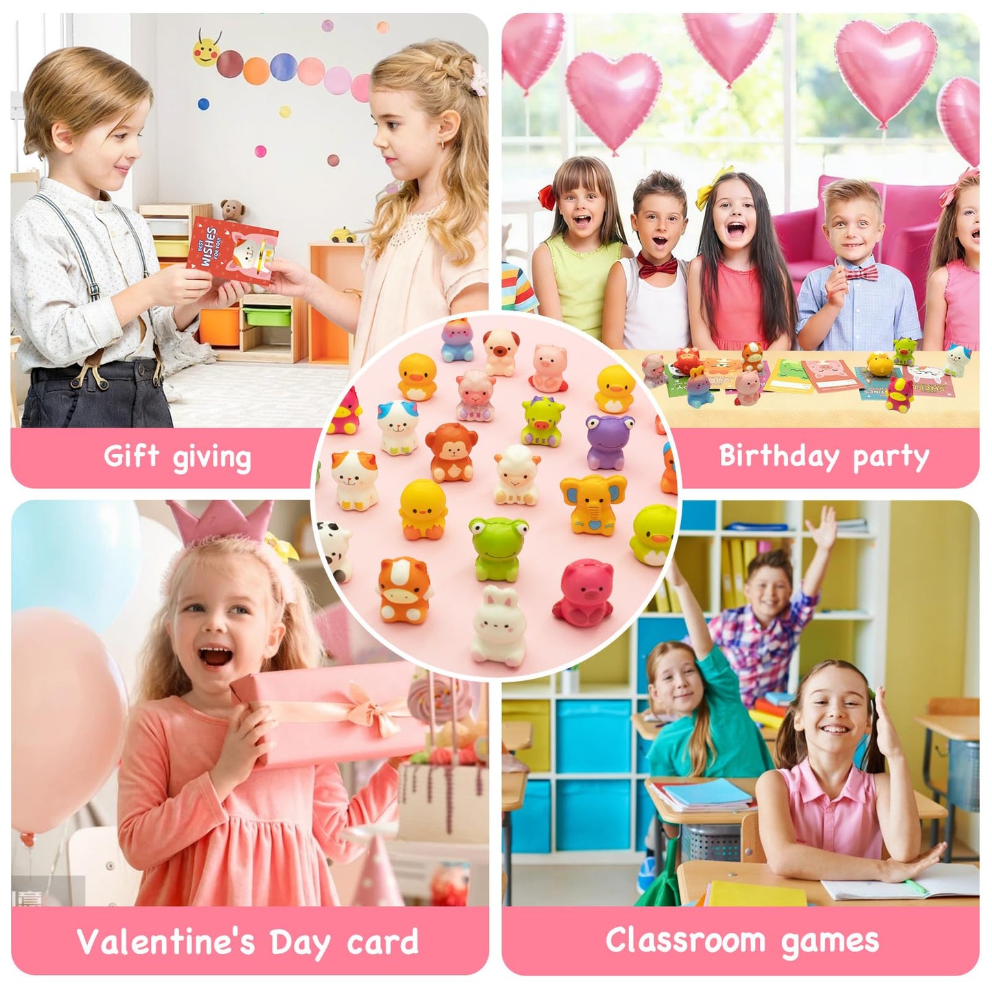 Sufuplay 24-Pack Valentines Day Gifts for Kids | Slow Rising Toys & Cards