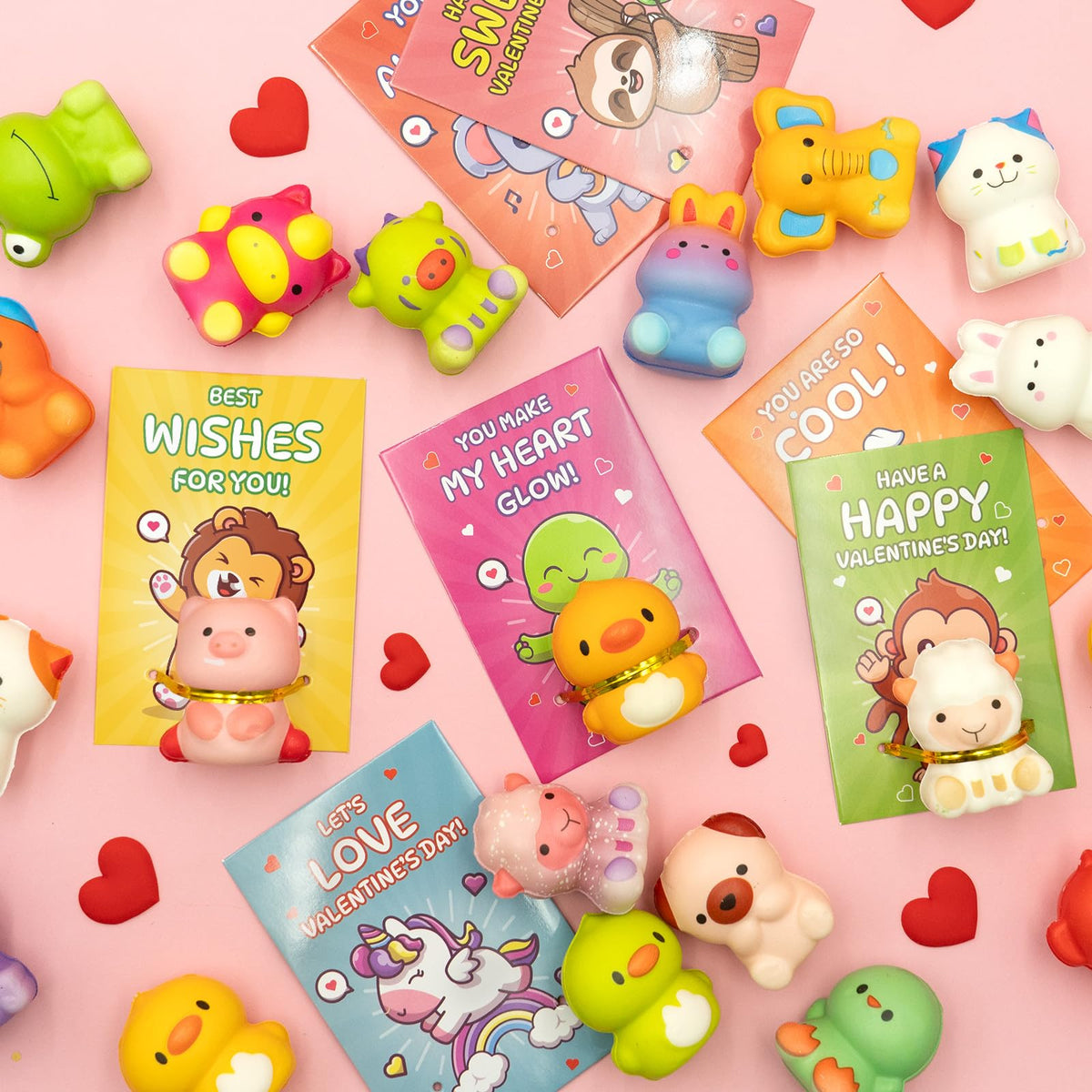 Sufuplay 24-Pack Valentines Day Gifts for Kids — Slow Rising Toys with Card Reveal