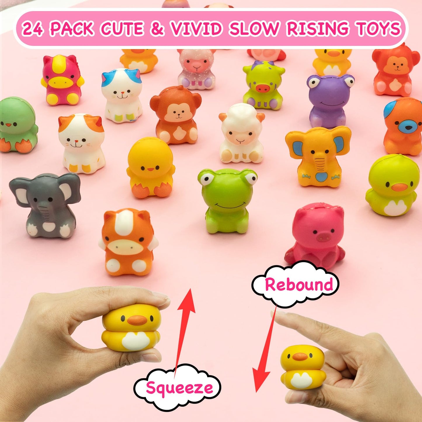 Sufuplay 24-Pack Valentines Day Gifts for Kids | Slow Rising Toys & Cards