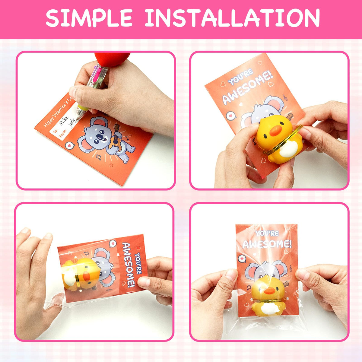 Sufuplay 24-Pack Valentines Day Gifts for Kids — Slow Rising Toys with Card Reveal