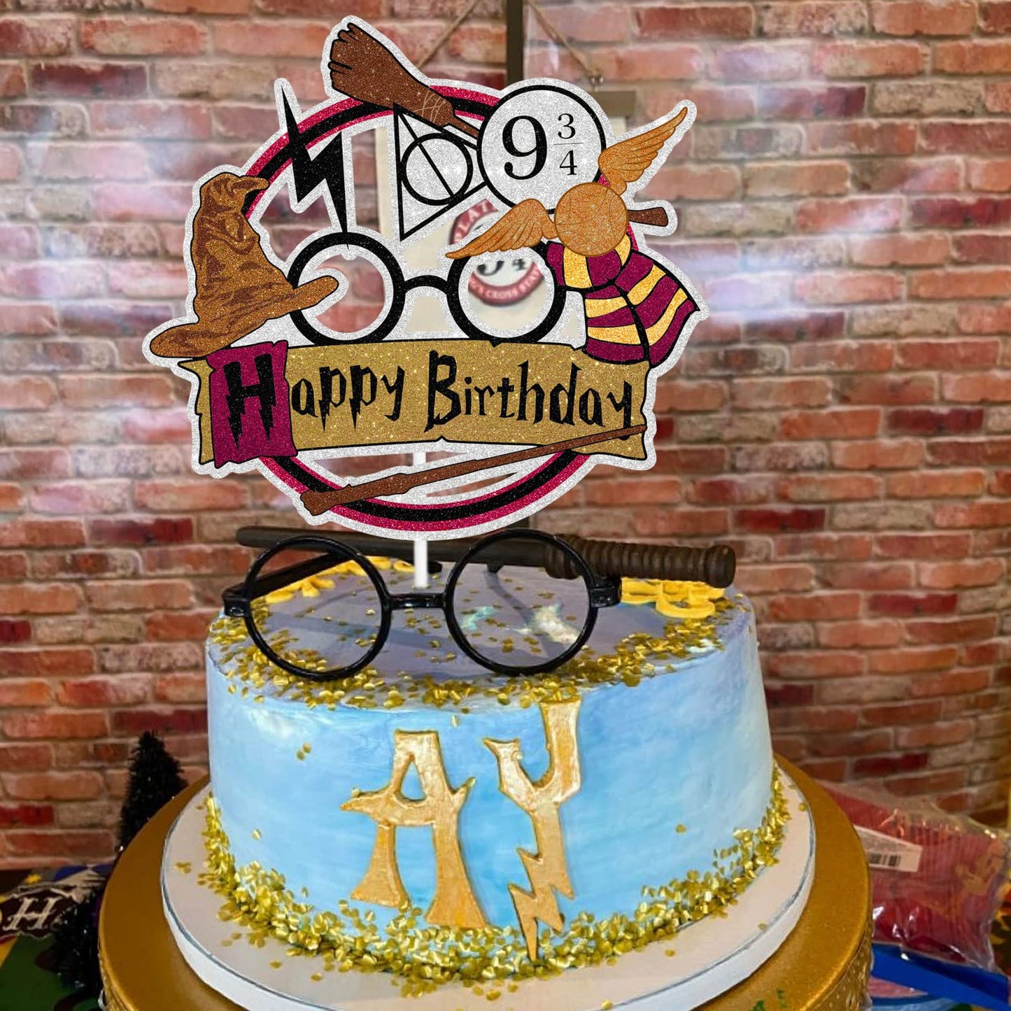 SugarGera Magical Wizard Birthday Cake Topper – Wizard Theme Party Decoration (5.9 x 5.7 in)