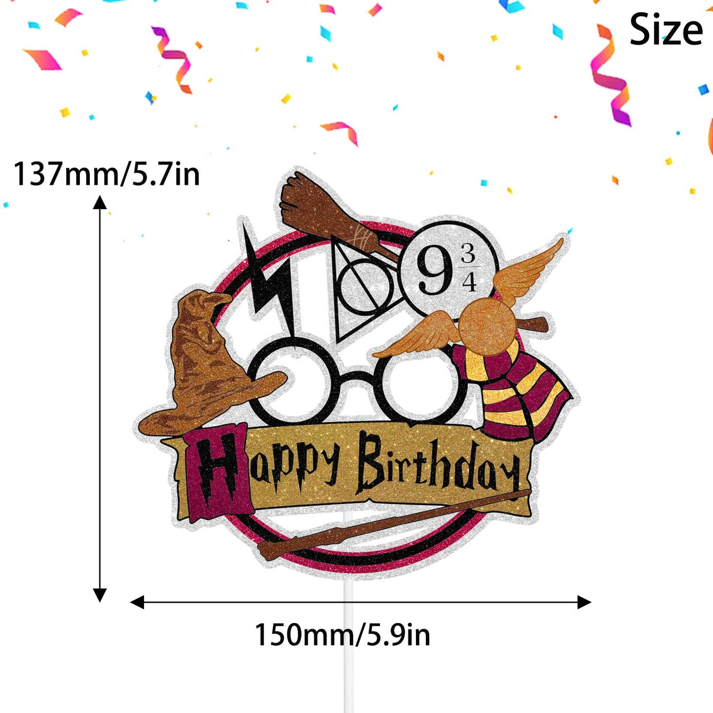 SugarGera Magical Wizard Birthday Cake Topper – Wizard Theme Party Decoration (5.9 x 5.7 in)