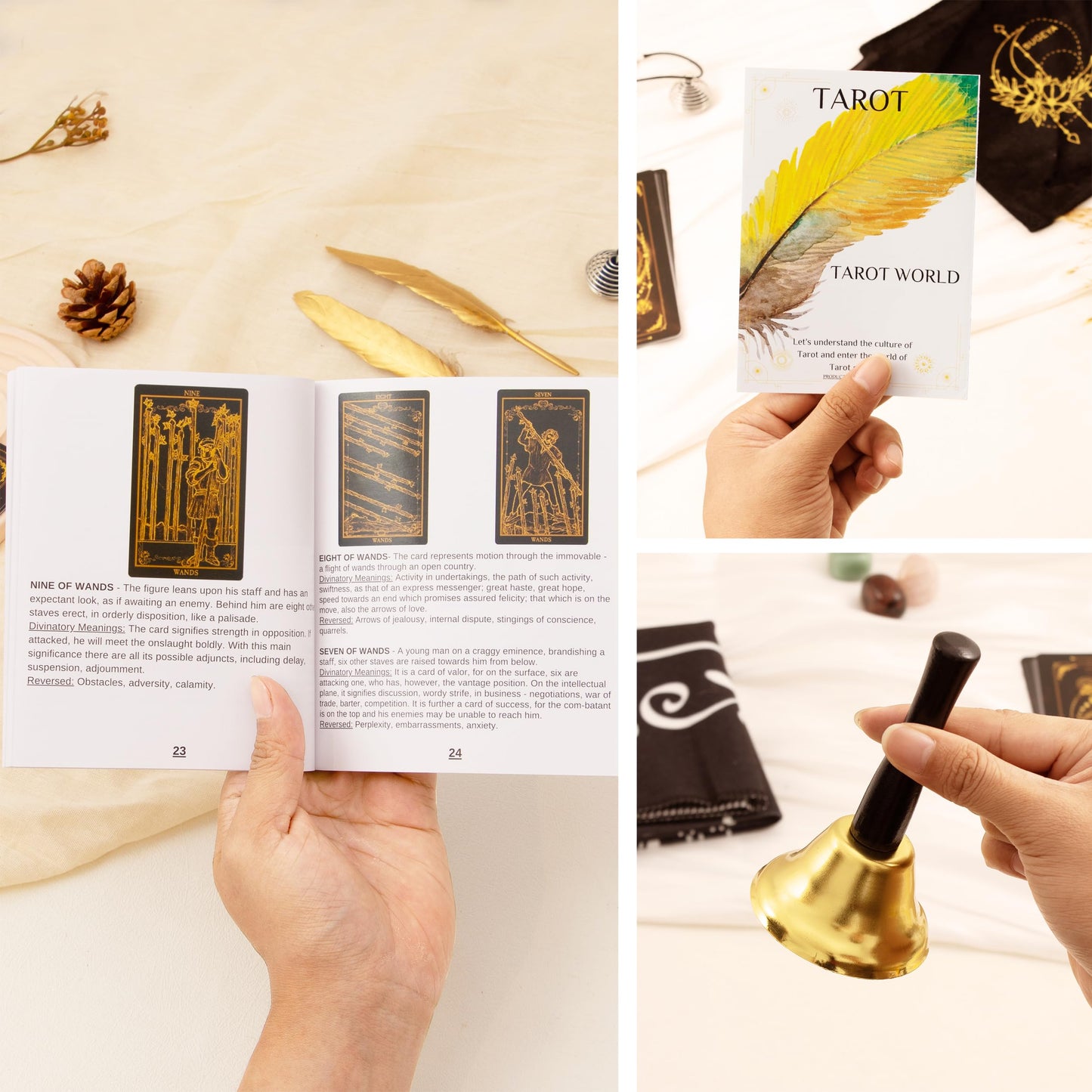 SUGEYA 78 Tarot Cards with Guide Book — Black Deck Gift Set with Chakra Stones