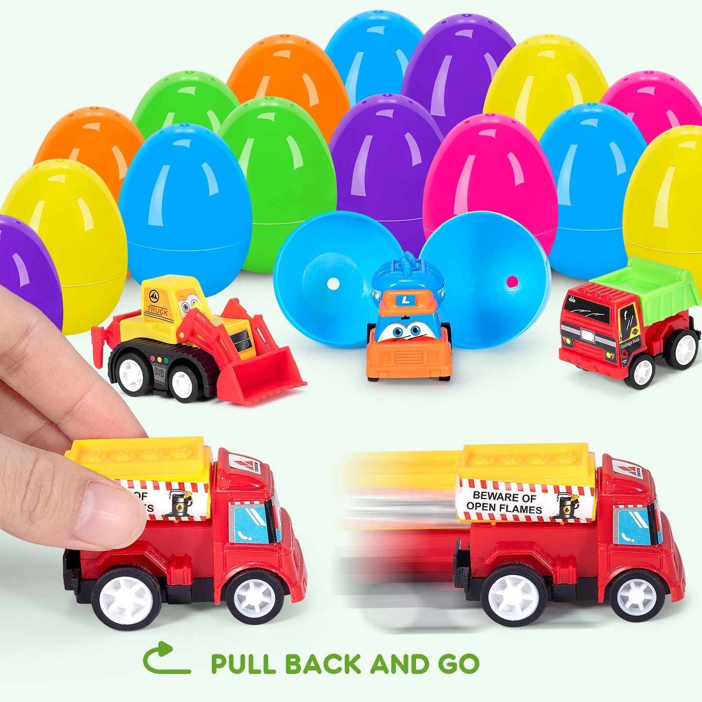 SUGFUT 24-Piece Prefilled Easter Eggs with Pull-Back Cars